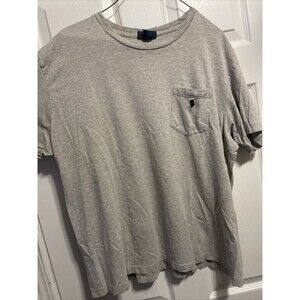 Ralph Lauren Polo Shirt Adult Large Gray Solid Pocket Tee Cotton Mens
